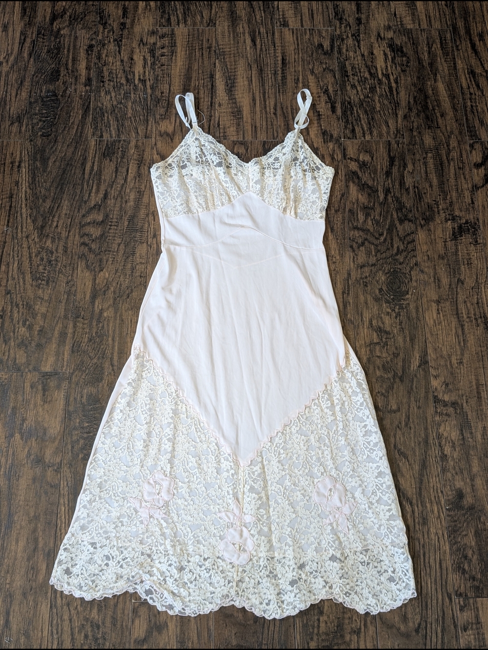 Romantic Lace Slip Dress in Light Pink